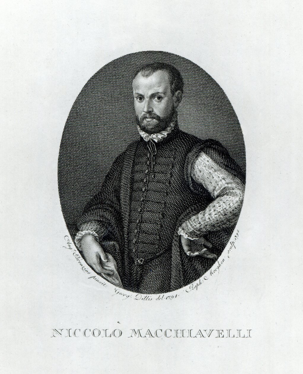 Portret Niccolo Machiavelli (1469-1527), rytowany przez Rafaello Morgana (1758-1833) w 1795 autorstwa Agnolo Bronzino