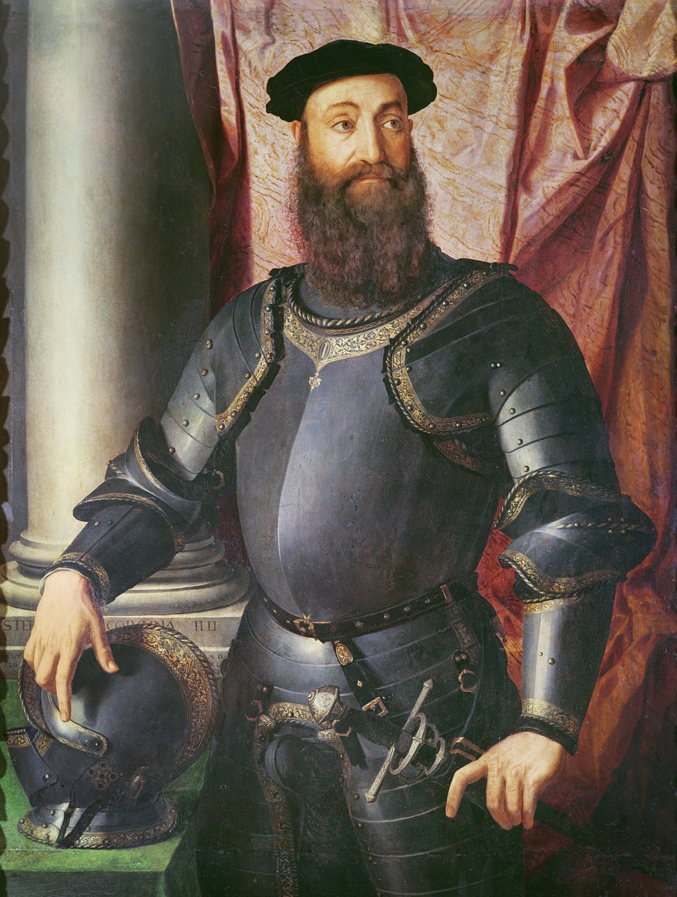 Portret Stefano Colonna, generała Karola V, 1546 (tempera na drewnie) autorstwa Agnolo Bronzino