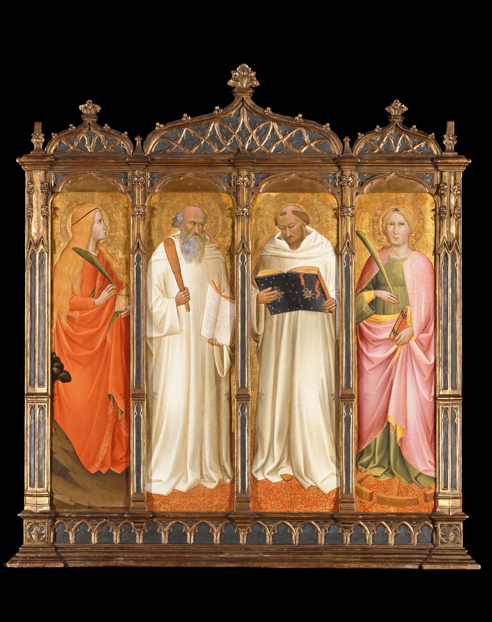 Św. Maria Magdalena, Św. Benedykt, Św. Bernard z Clairvaux i Św. Katarzyna Aleksandryjska autorstwa Agnolo Gaddi