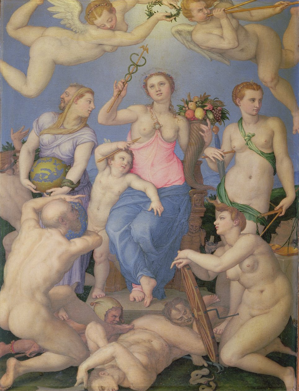 Alegoria szczęścia, ok. 1567 (olej na miedzi) autorstwa Agnolo Bronzino