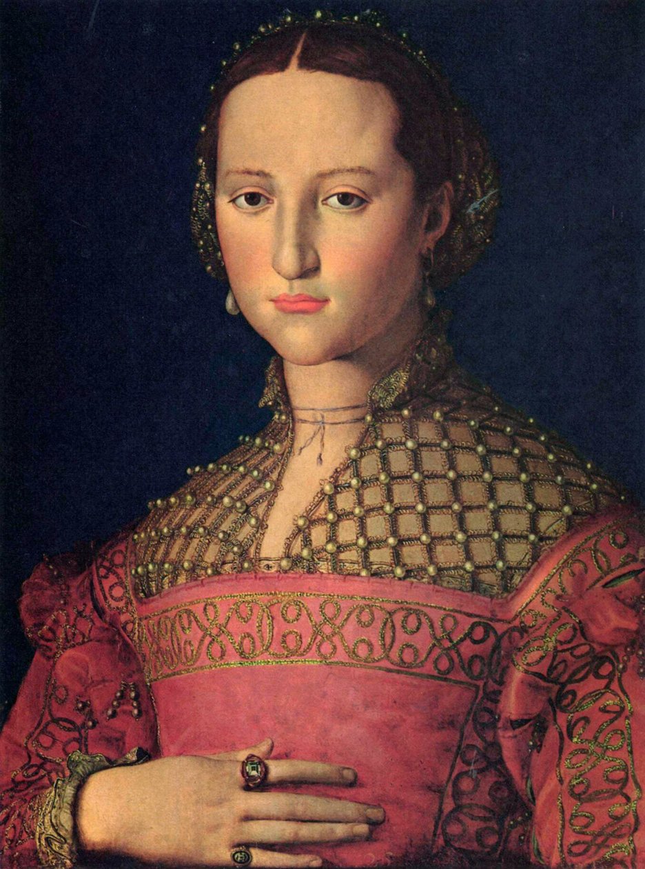Portret Eleonory z Toledo 1522-1562, żony Wielkiego Księcia Kosima I Medyceusza, ok. 1545. autorstwa Agnolo Bronzino