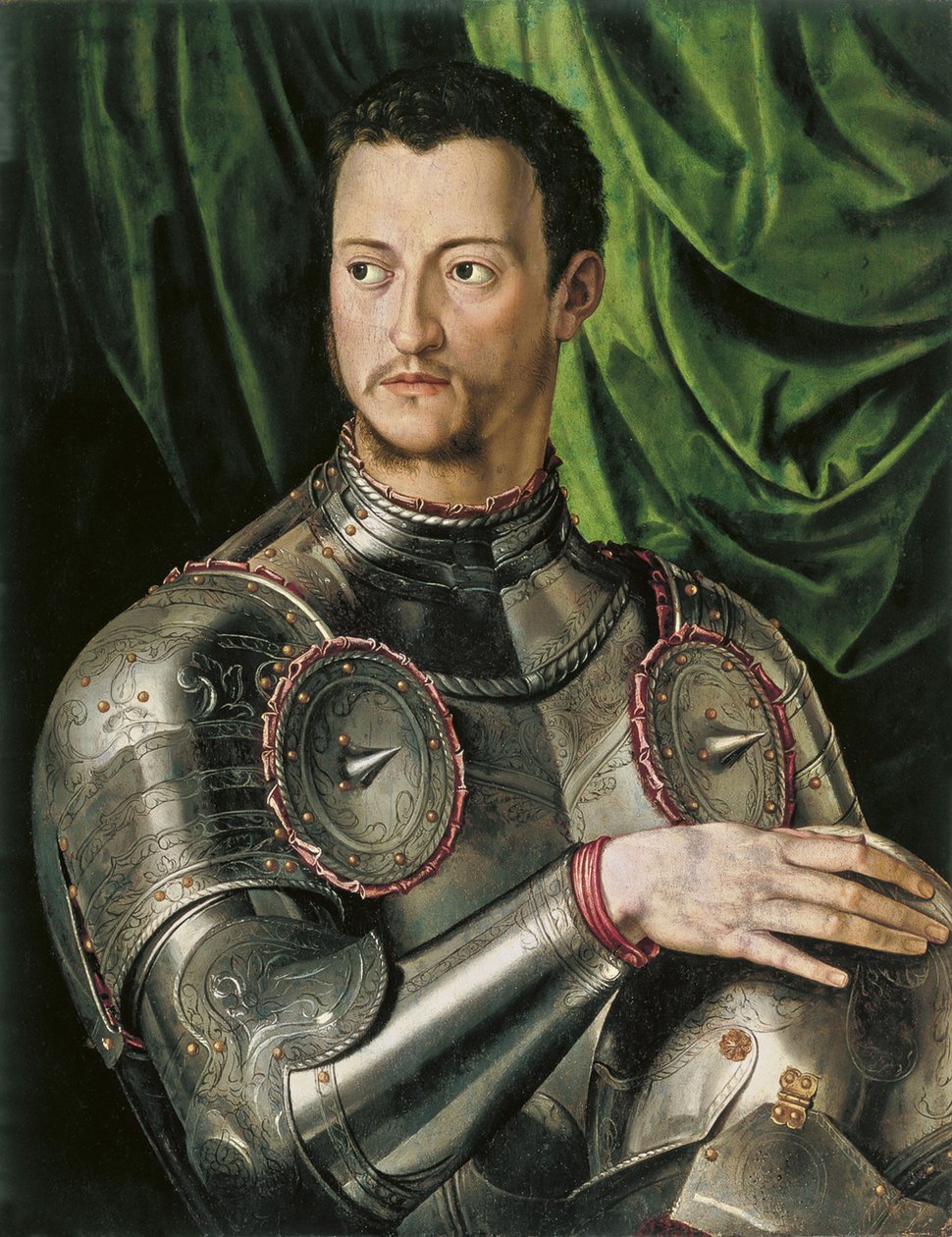 Portret wielkiego księcia Toskanii Cosimo I de Medici 1519-1574 w zbroi autorstwa Agnolo Bronzino