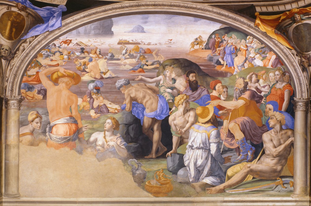 Przejście Izraelitów przez Morze Czerwone, 1540-1545 autorstwa Agnolo Bronzino