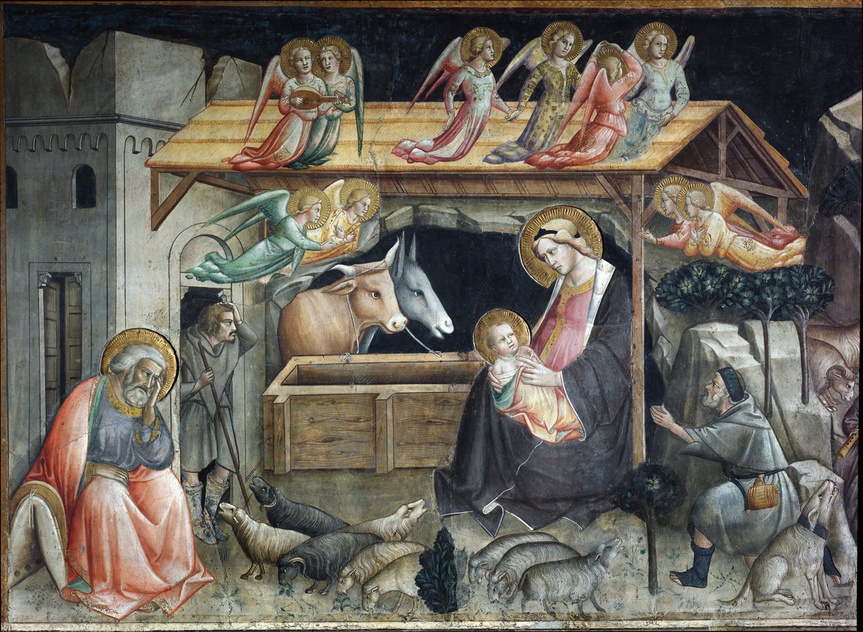 Szopka (szopka) Obraz Agnolo Gaddi (1350-1396) Duomo, kaplica Sacro Cingolo Prato autorstwa Agnolo Gaddi