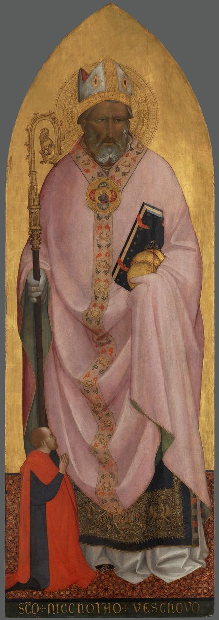 Hl. Nikolaus von Bari mit einem Stifter autorstwa Agnolo Gaddi