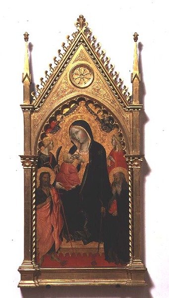 Madonna del Latte ze świętymi (tempera na płycie) autorstwa Agnolo Gaddi