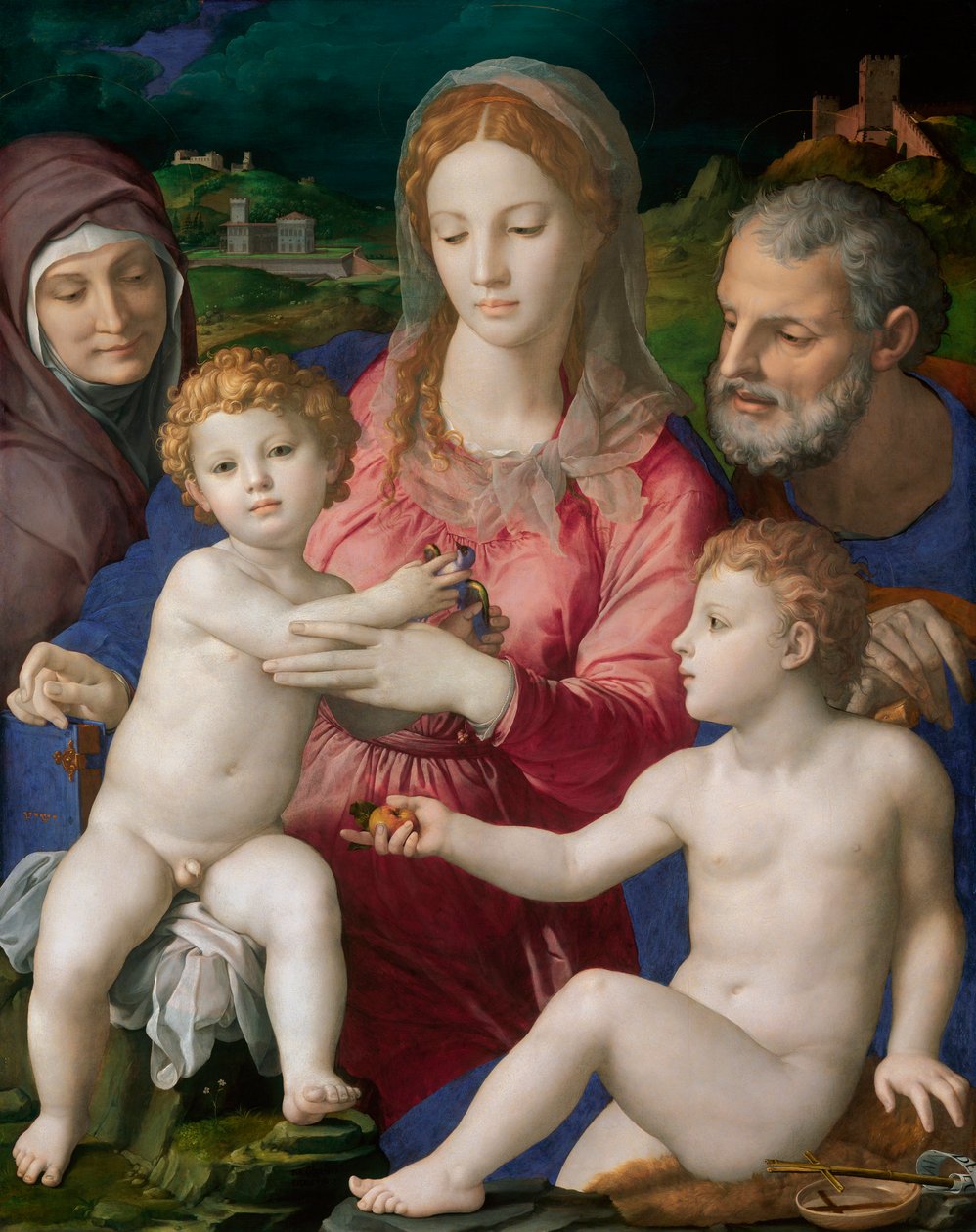 La Sainte Famille avec Sainte Anne et Saint Jean Baptiste - Święta Rodzina ze Świętymi Anną i Janem Chrzcicielem - Obraz Agnolo Bronzino (Allori Angelo di Cosimo dit Bronzino autorstwa Agnolo Bronzino