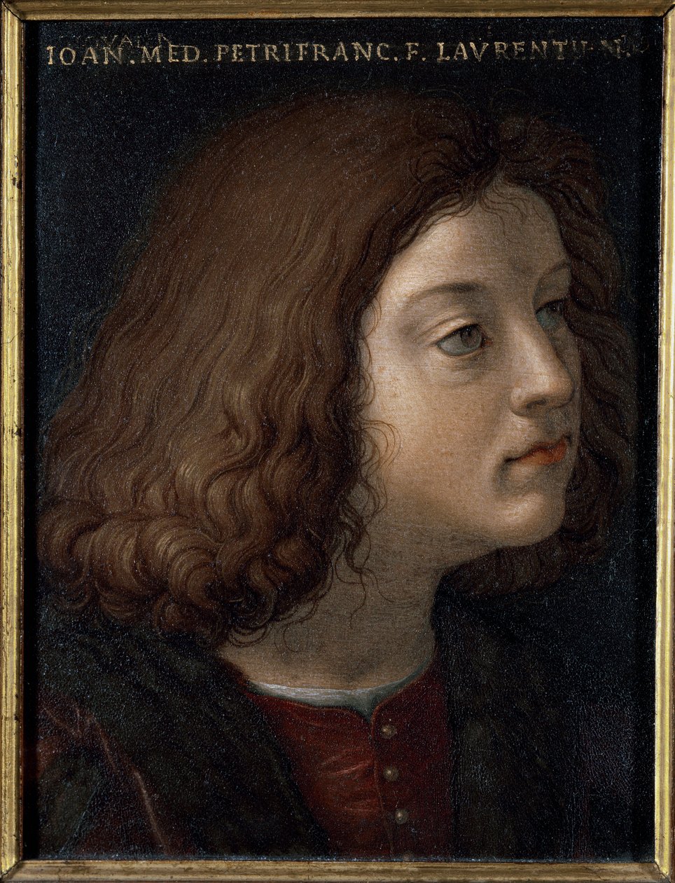 Portret Jana Medyceusza dit il Popolano (1467-1498) (Portret Giovanniego de Medici il Popolano) Obraz Bronzino (Agnolo di Cosimo) (1503-1572) 1551 Dim 15x12 cm Florencja Palazzo Medici Riccardi autorstwa Agnolo Bronzino