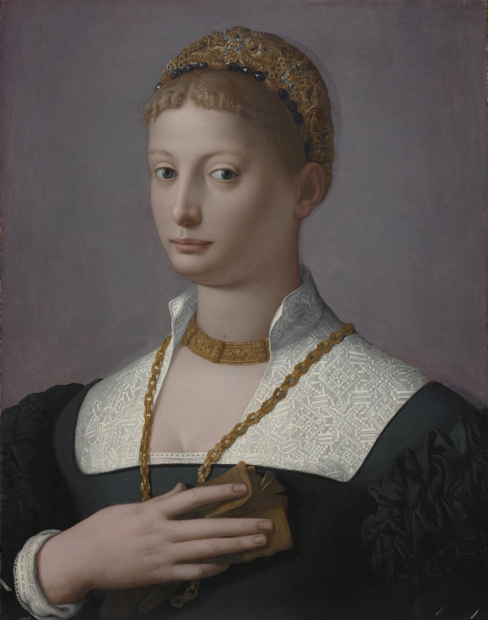 Portret kobiety, ok. 1550 (olej na drewnie) autorstwa Agnolo Bronzino