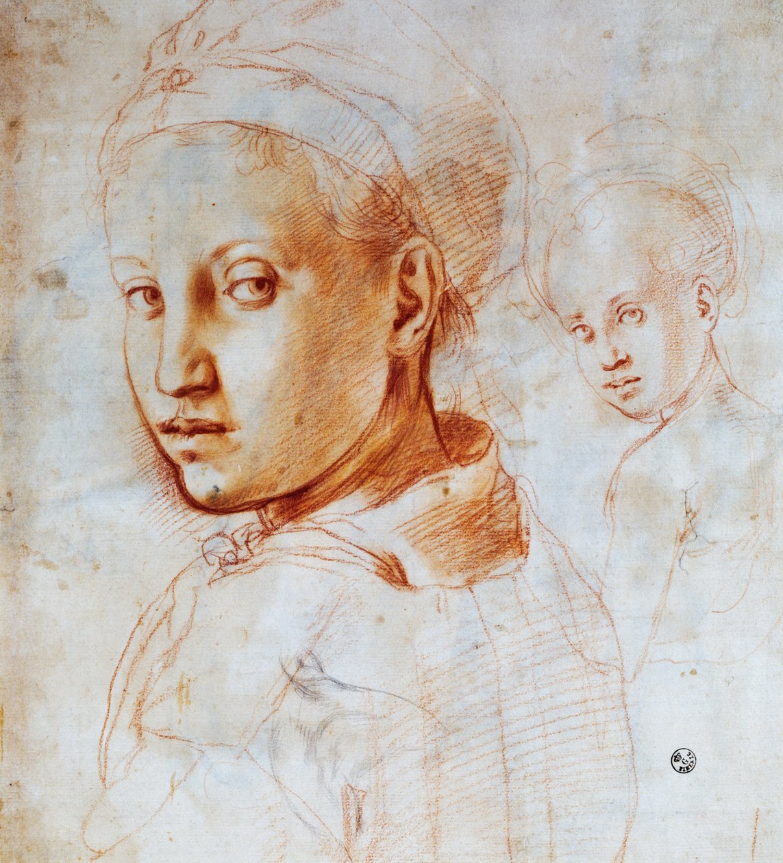 Głowa młodej kobiety, By Agnolo Bronzino (1503-1572), Rysunek, Włochy autorstwa Jacopo Pontormo