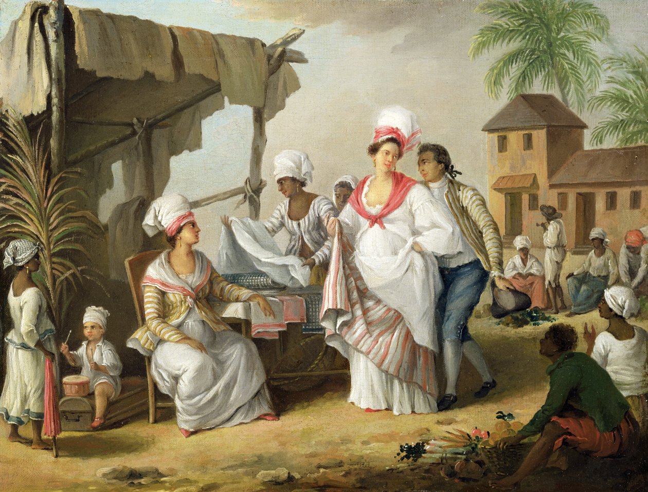 Linų turgus, Roseau, Dominika, apie 1780 m. poli autorstwa Agostino Brunias