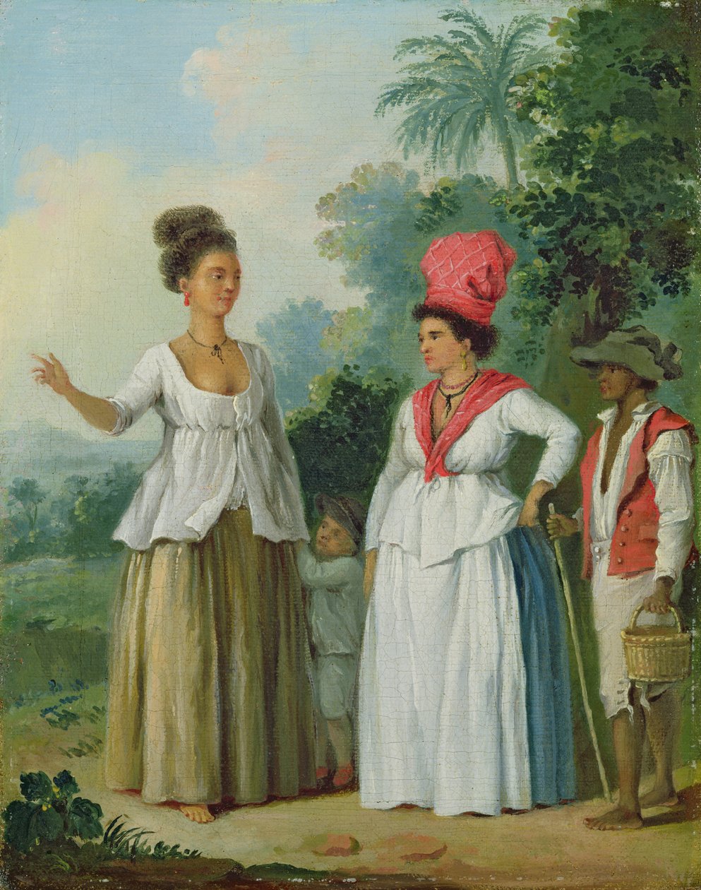 Kolorowe kobiety z Indii Zachodnich, z dzieckiem i czarnym sługą, ok. 1780 r autorstwa Agostino Brunias