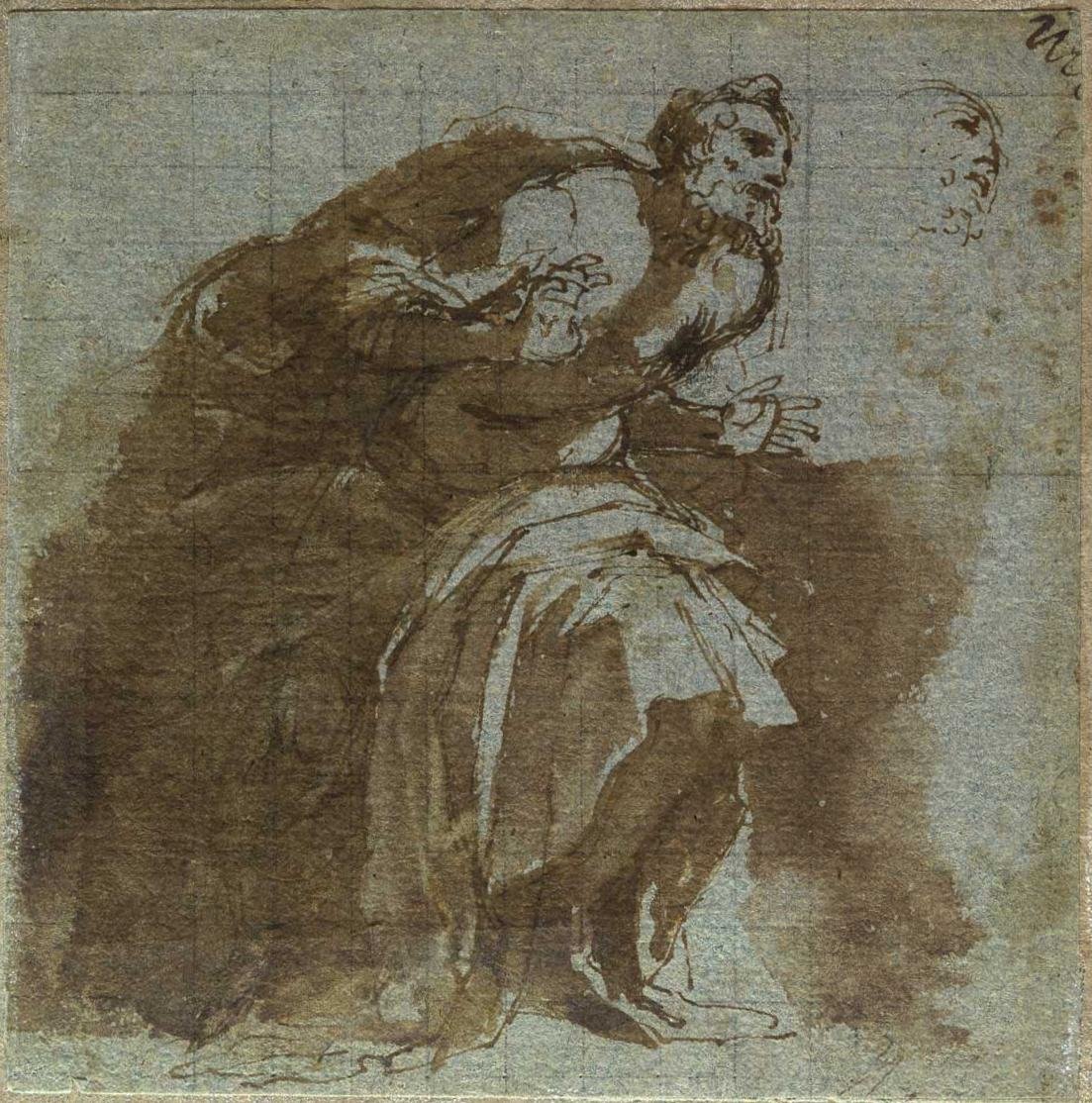 Zdumiony szczegół starczej figury autorstwa Agostino Carracci