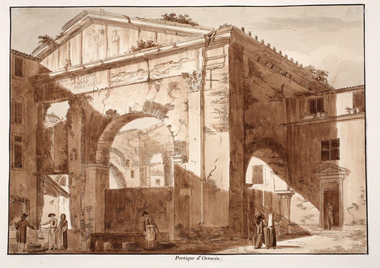 Portyk Oktawii, 1833 (akwaforta z brązową lawiną) autorstwa Agostino Tofanelli