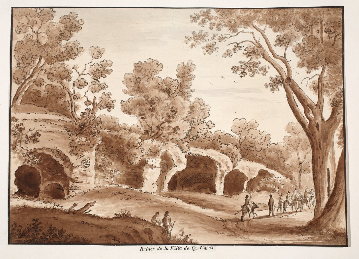 Ruiny Willi Kwintyliusza Warusa, 1833 (akwaforta z brązową lawiną) autorstwa Agostino Tofanelli