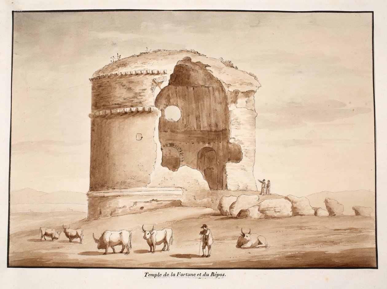 Świątynia Szczęścia i Odpoczynku, 1833 (akwaforta z brązową lawiną) autorstwa Agostino Tofanelli