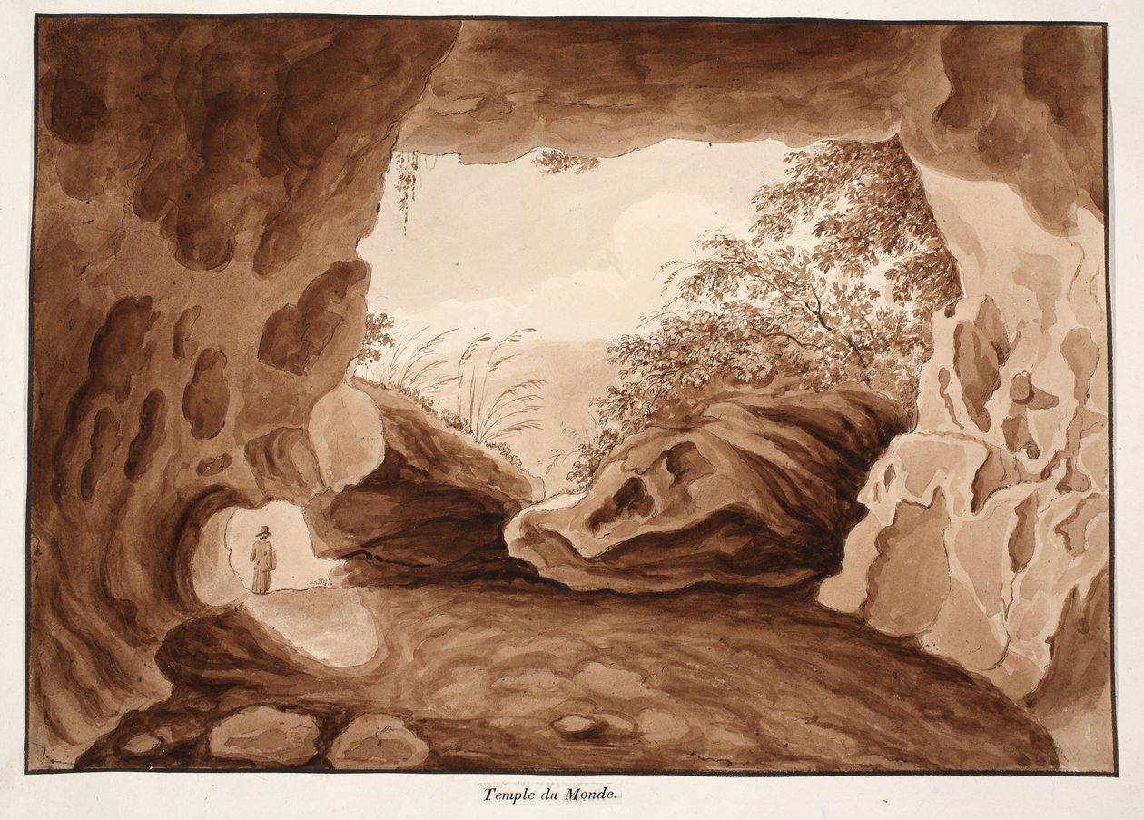 Świątynia Świata, 1833 (akwaforta z brązową lawiną) autorstwa Agostino Tofanelli