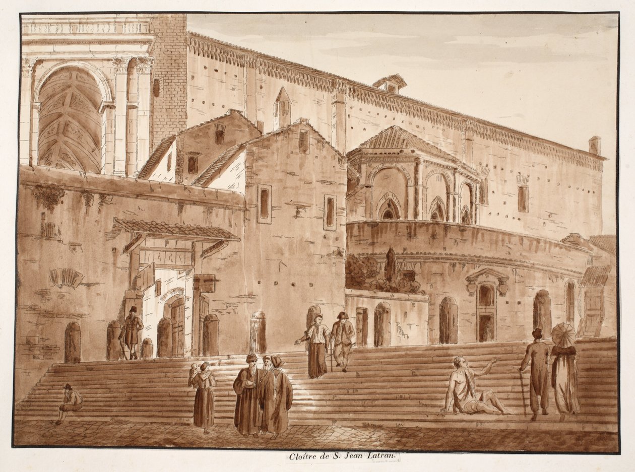 Klasztor św. Jana Latrana, 1833 (akwaforta z brązową lawiną) autorstwa Agostino Tofanelli
