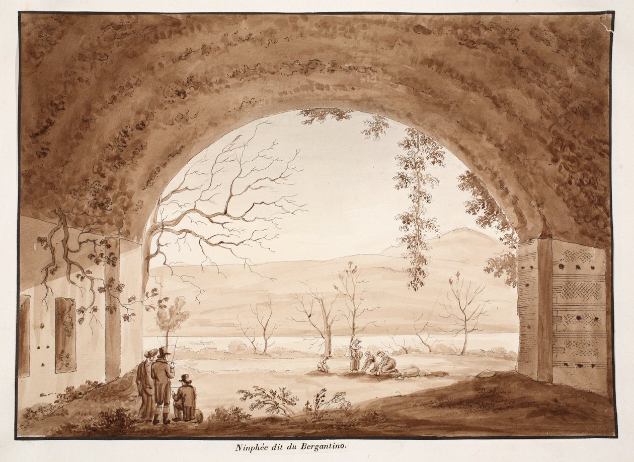 Ninfeo Bergantino, 1833 (akwaforta z brązowym washem) autorstwa Agostino Tofanelli