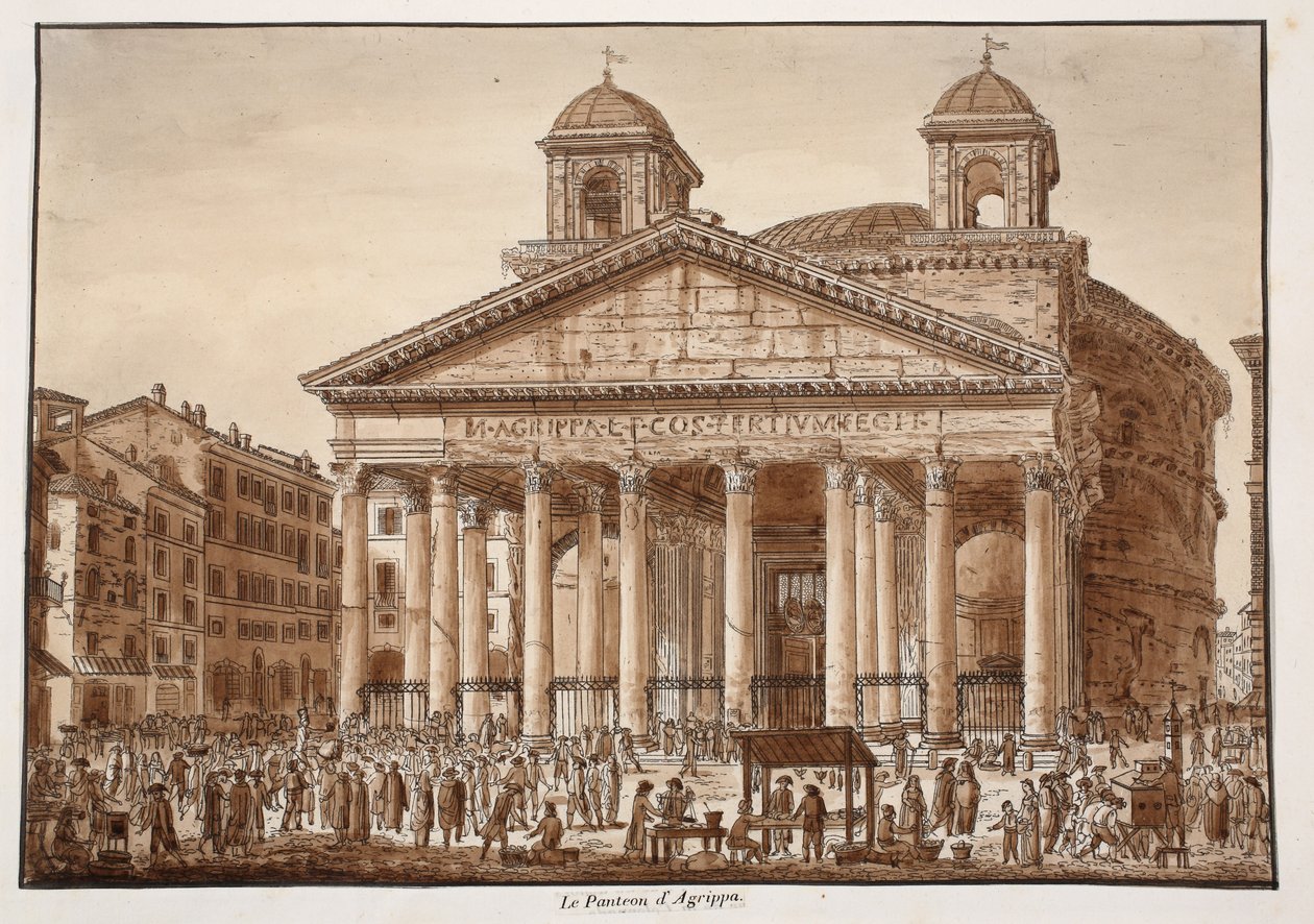 Panteon Agryppy, 1833 (akwaforta z brązowym washem) autorstwa Agostino Tofanelli