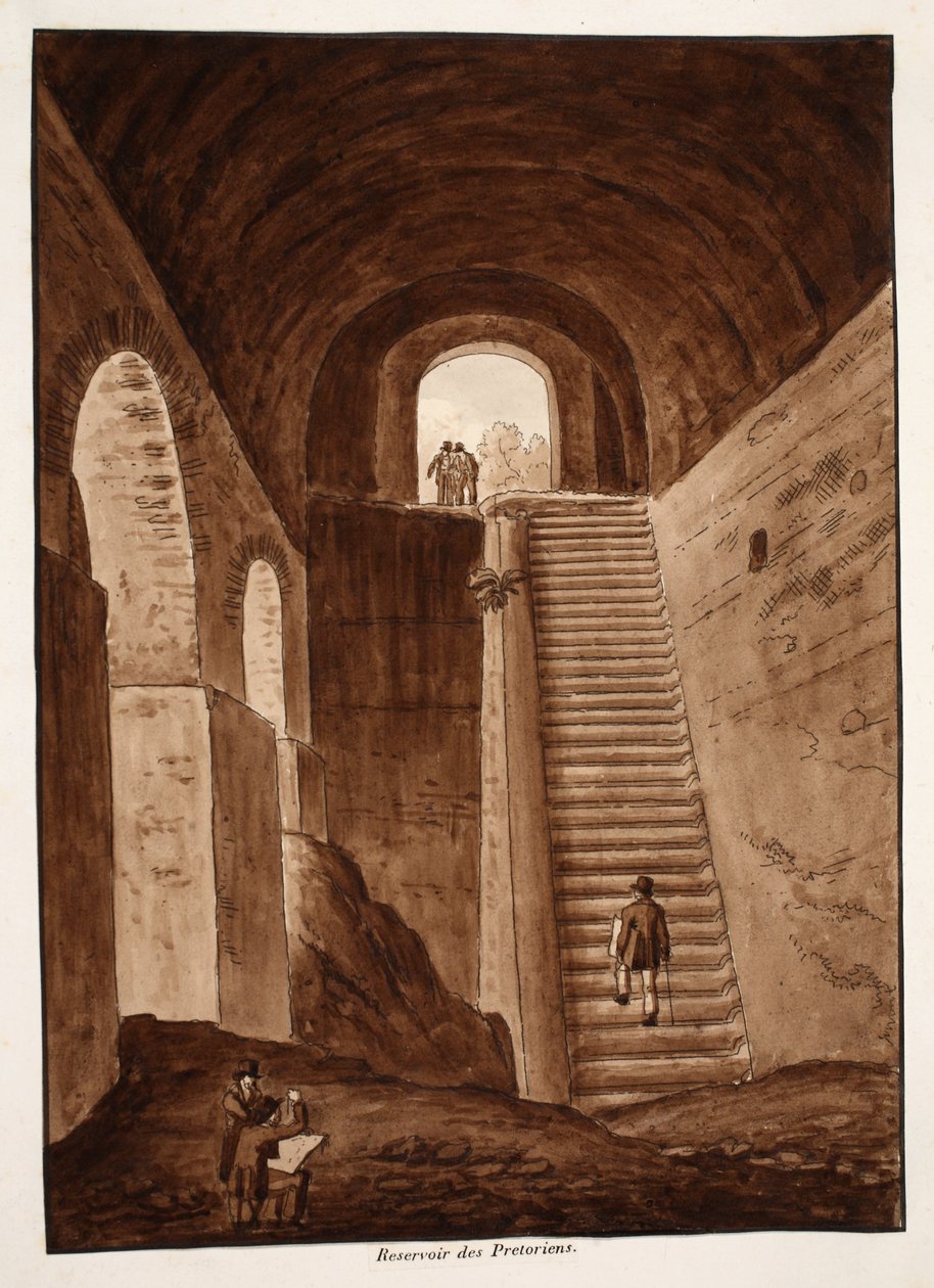 Zbiornik Pretoriański, 1833 (akwaforta z brązową lawiną) autorstwa Agostino Tofanelli