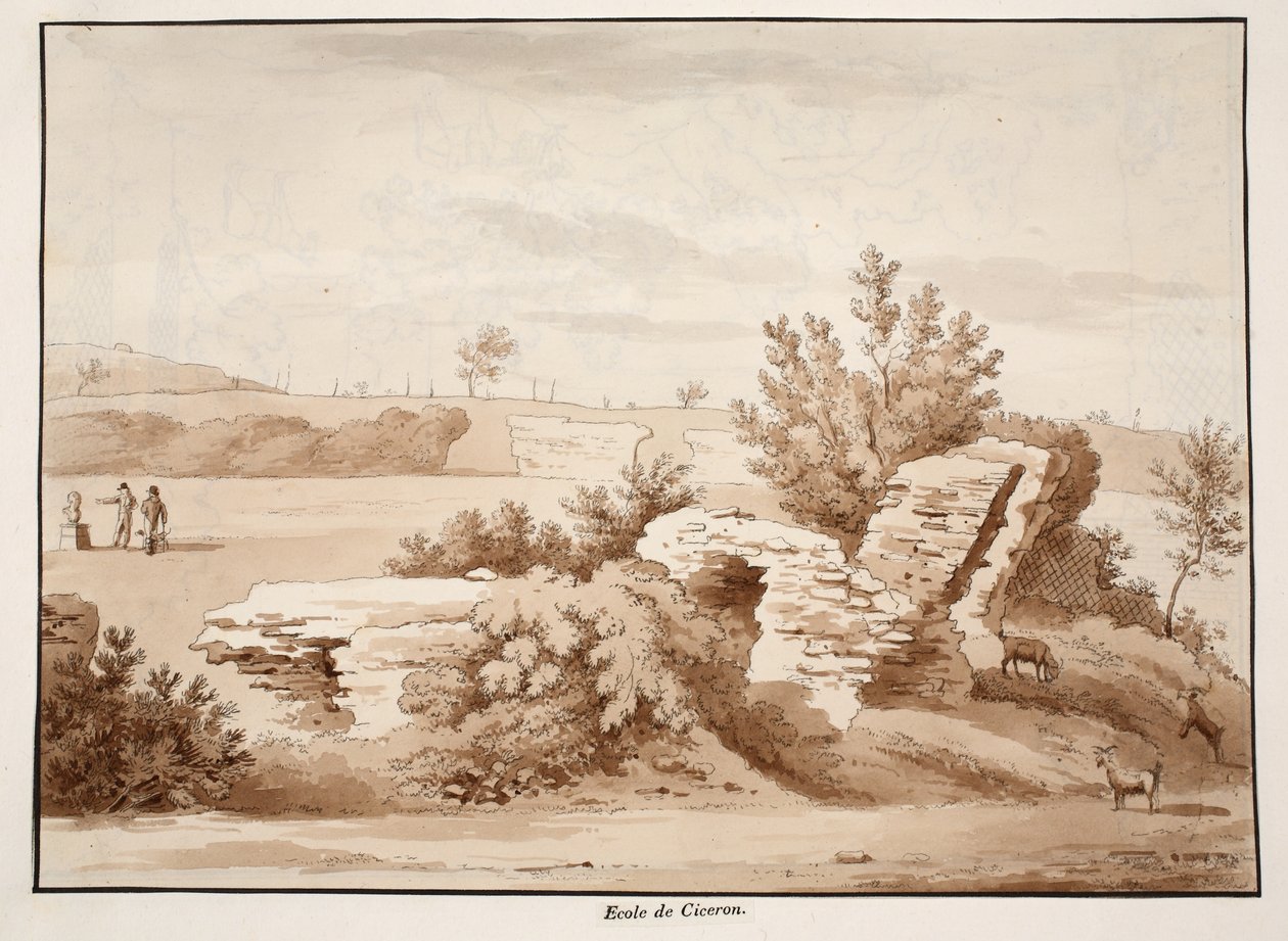Szkoła Cycerona, 1833 (akwaforta z brązowym washem) autorstwa Agostino Tofanelli