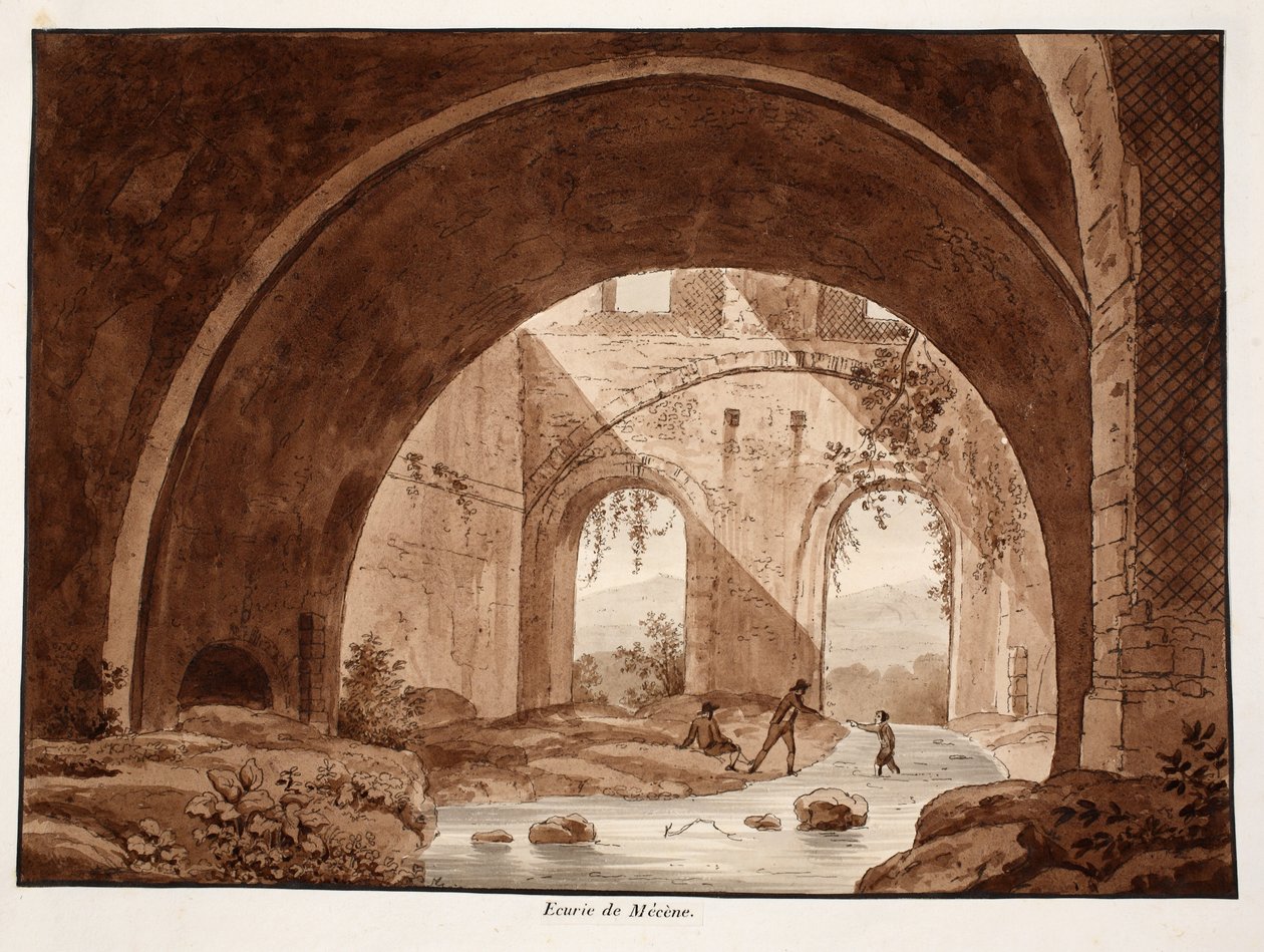 Stajnie Willi Mecenas, 1833 (trawiona z brązowym lawowaniem) autorstwa Agostino Tofanelli