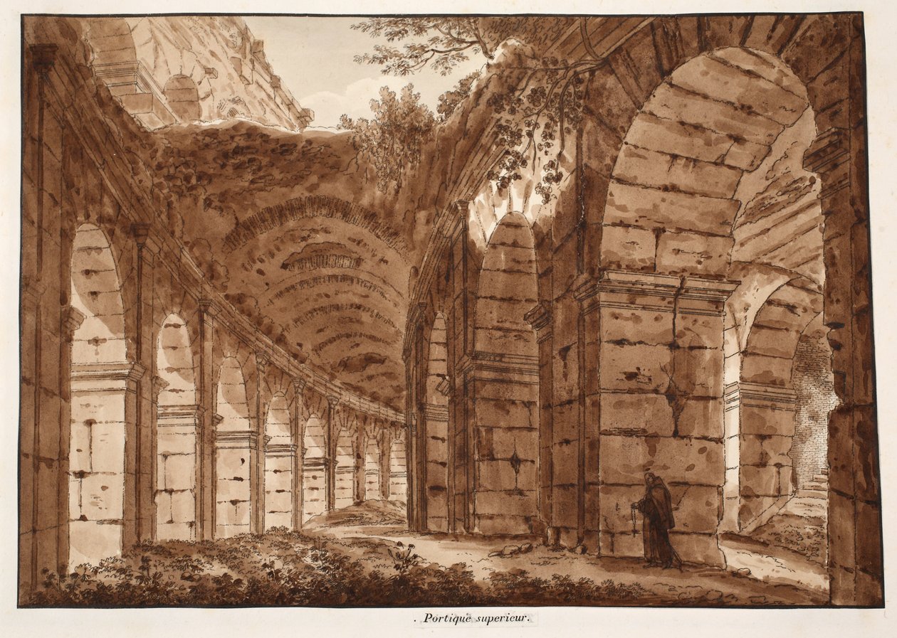 Ostatnia kondygnacja Koloseum, 1833 (akwaforta z brązową lawiną) autorstwa Agostino Tofanelli