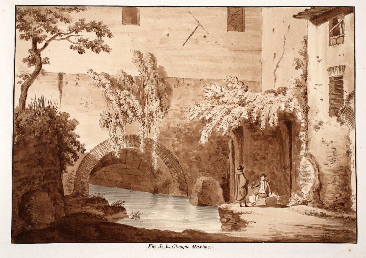 Widok Cloaca Maxima, 1833 (akwaforta z brązową lawiną) autorstwa Agostino Tofanelli