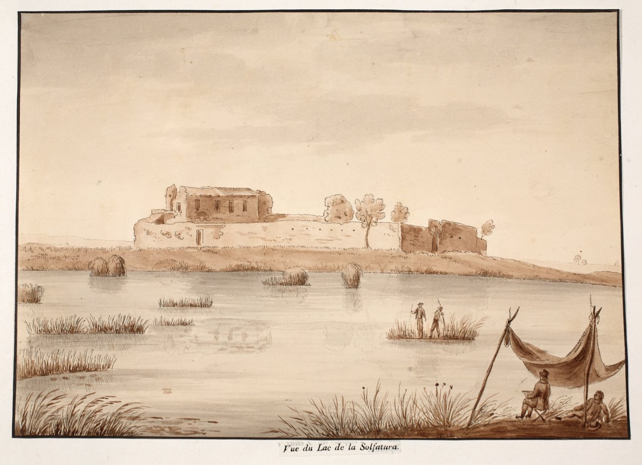 Widok na Jezioro Sołfaturskie, 1833 (akwaforta z brązową farbą) autorstwa Agostino Tofanelli