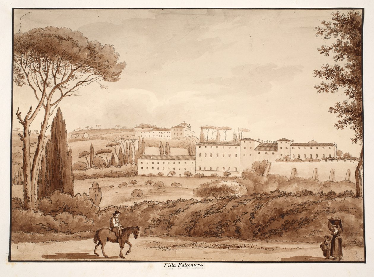 Willa Falconieri, 1833 (akwaforta z brązową lawiną) autorstwa Agostino Tofanelli