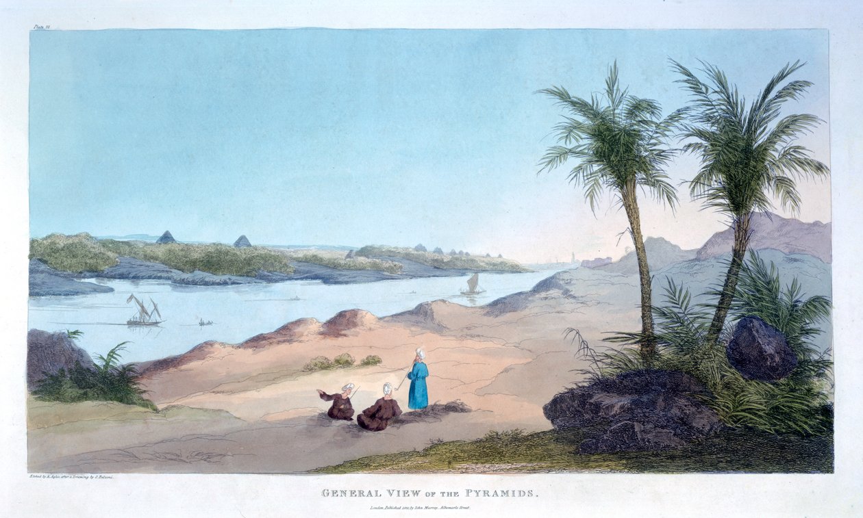 Widok ogólny piramid, Egipt, 1820 autorstwa Agostino Aglio