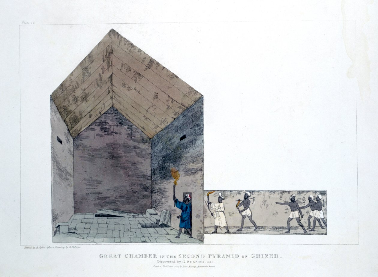 Wielka Komnata w Drugiej Piramidzie w Gizie, Egipt, 1820 autorstwa Agostino Aglio