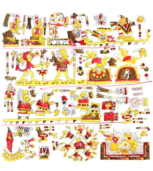 Ilustracja z „Antiquities of Mexico” autorstwa Edwarda Kinga (1795-1837) Lord Kingsborough, opublikowana w latach 1831-48 (kolor lito) autorstwa Agostino Aglio