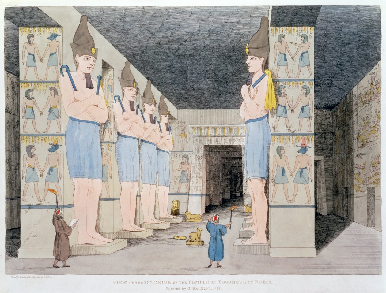 „Wnętrze świątyni w Ybsombul w Nubii”, 1820-1822 autorstwa Agostino Aglio