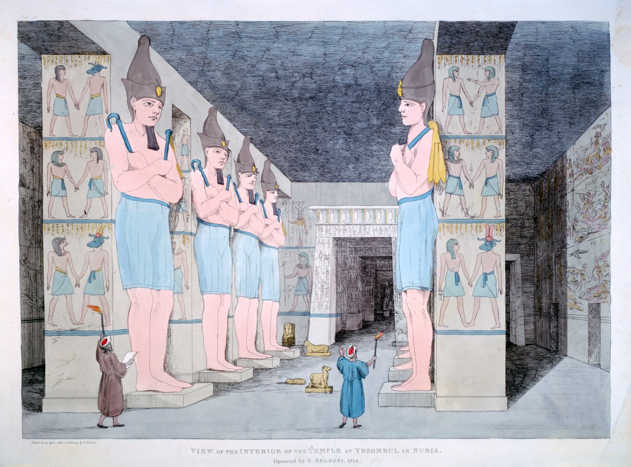 Wnętrze świątyni w Ybsombul w Nubii, 1820 autorstwa Agostino Aglio