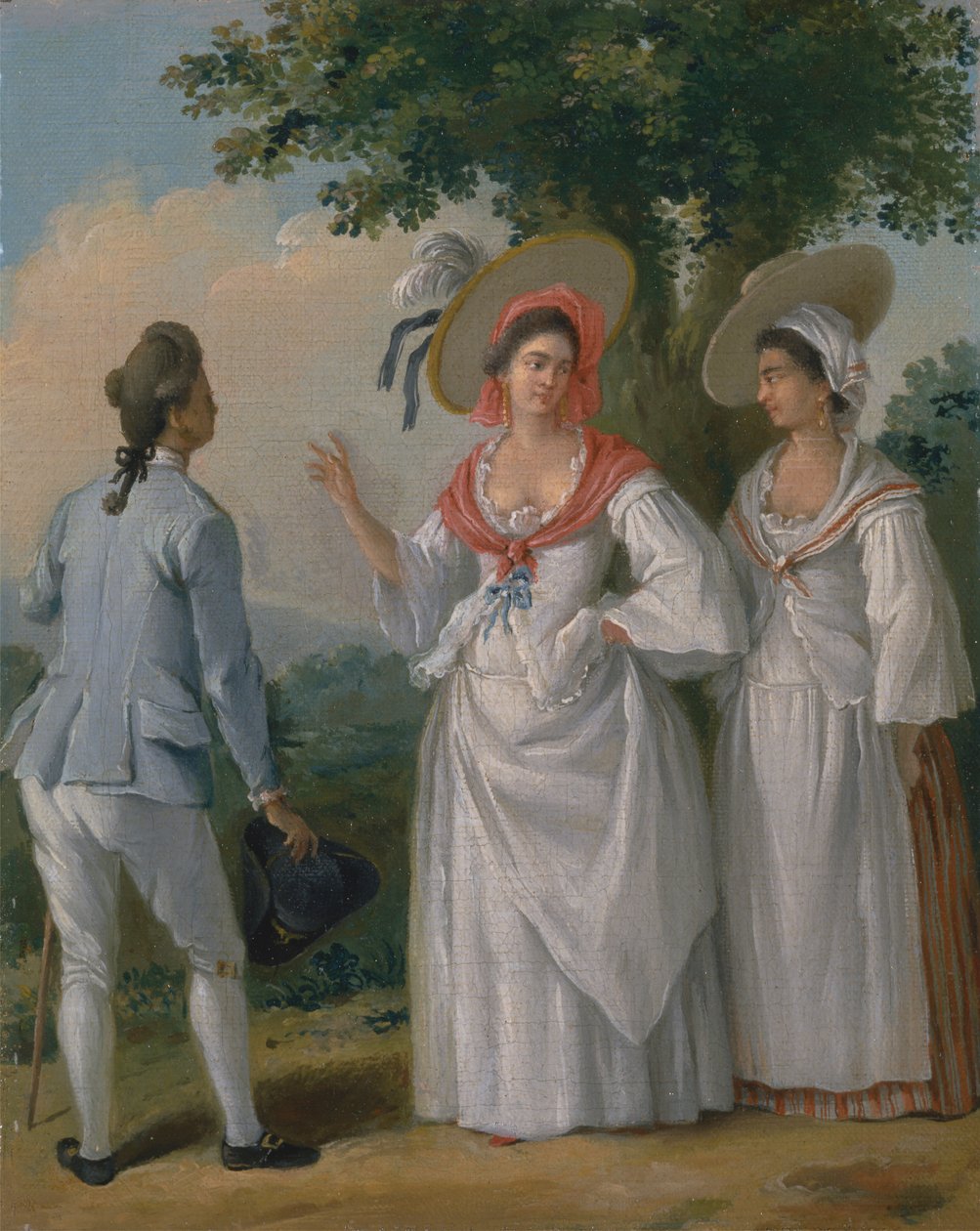 Darmowe kreole z Indii Zachodnich w eleganckiej sukience autorstwa Agostino Brunias