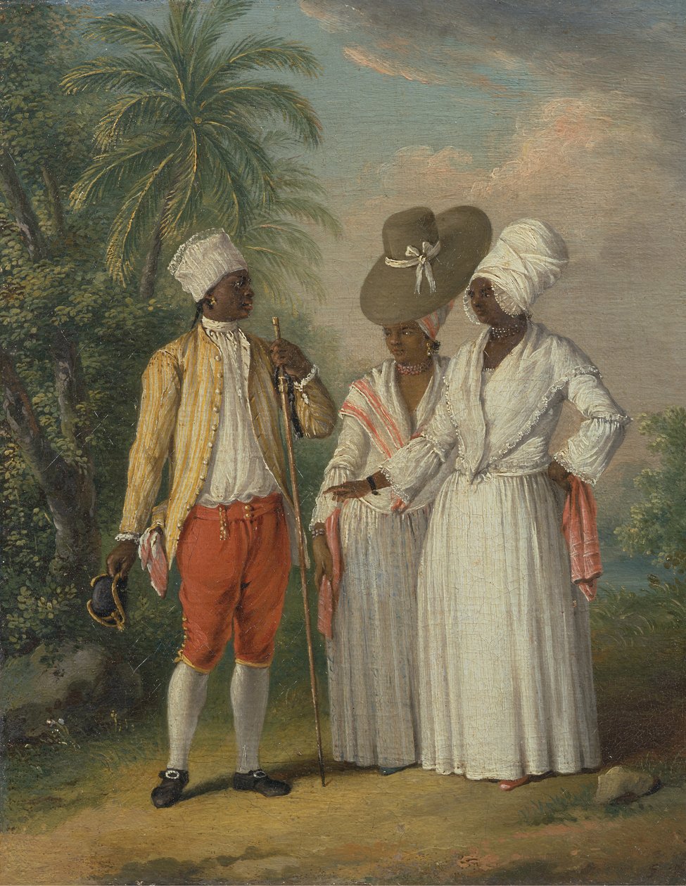 Wolni zachodnioindyjscy dominikanie, wolni tubylcy z Dominiki, ca. 1770. autorstwa Agostino Brunias