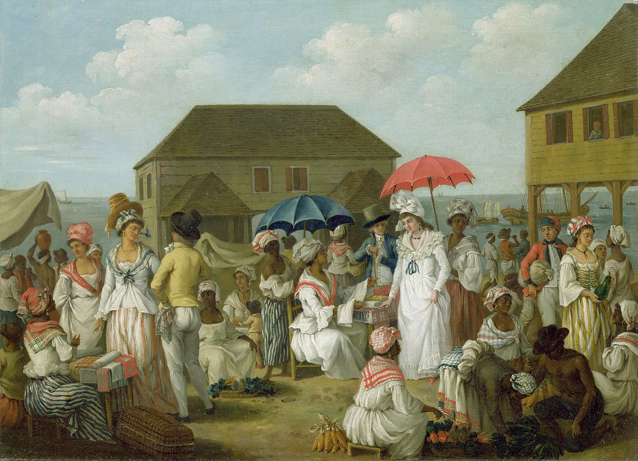Targ lniany, Dominika, ok. 1780 r. (olej na płótnie) autorstwa Agostino Brunias