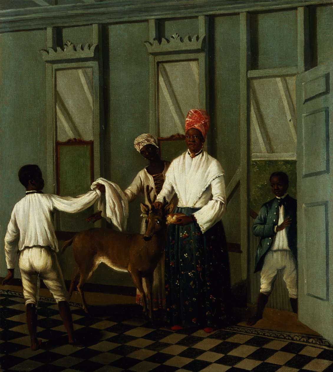 Negro Sługi myjące jelenia (olej na płótnie) autorstwa Agostino Brunias