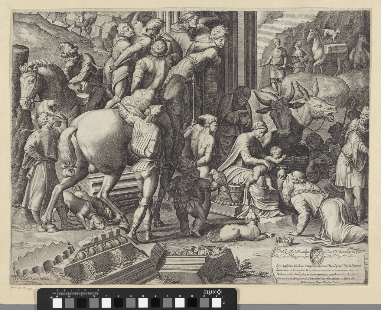 Adoracja Trzech Króli (dolna lewa część) autorstwa Agostino Carracci