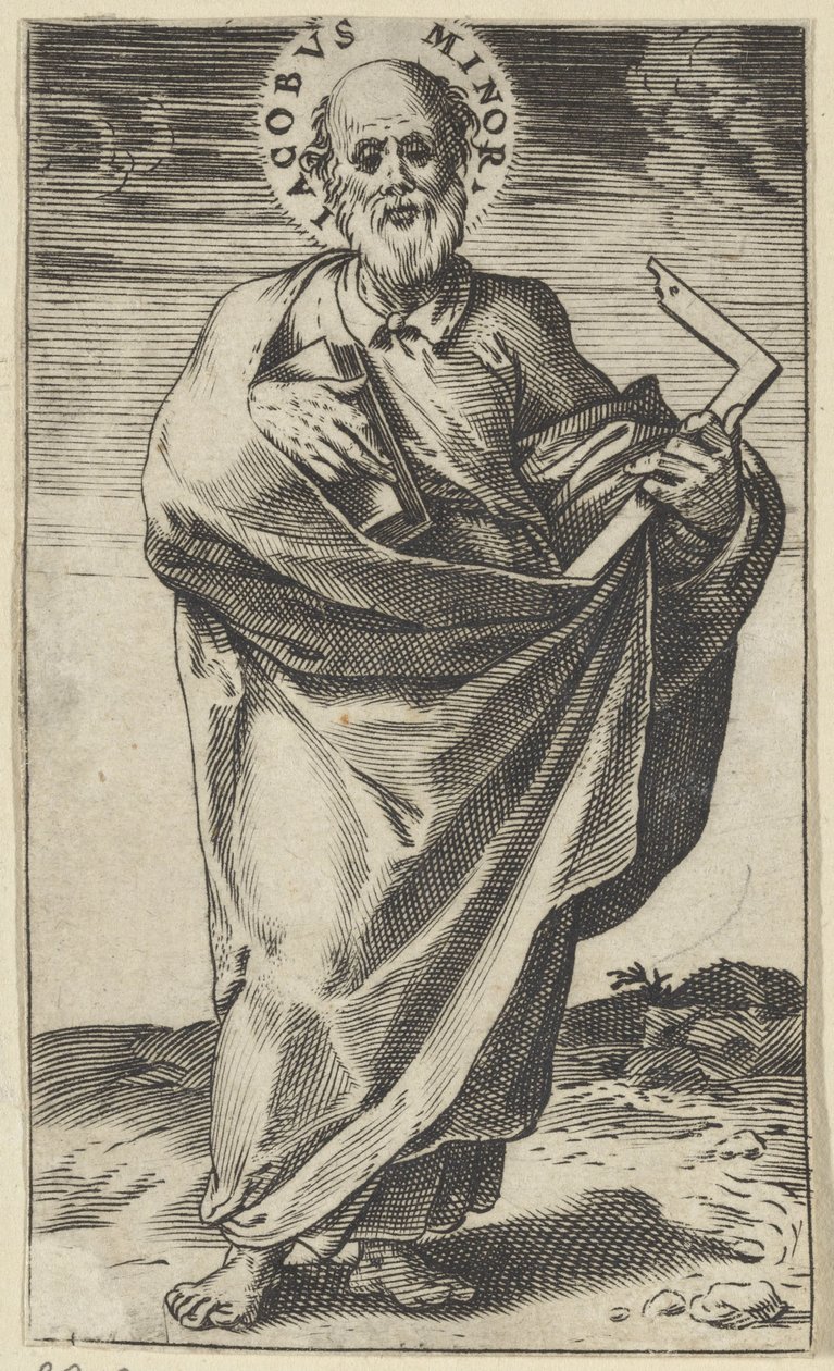 Apostoł Jakub Mniejszy z księgą i kwadratem Chrystus, Maryja, Jan Chrzciciel i Apostołowie (tytuł serii) autorstwa Agostino Carracci
