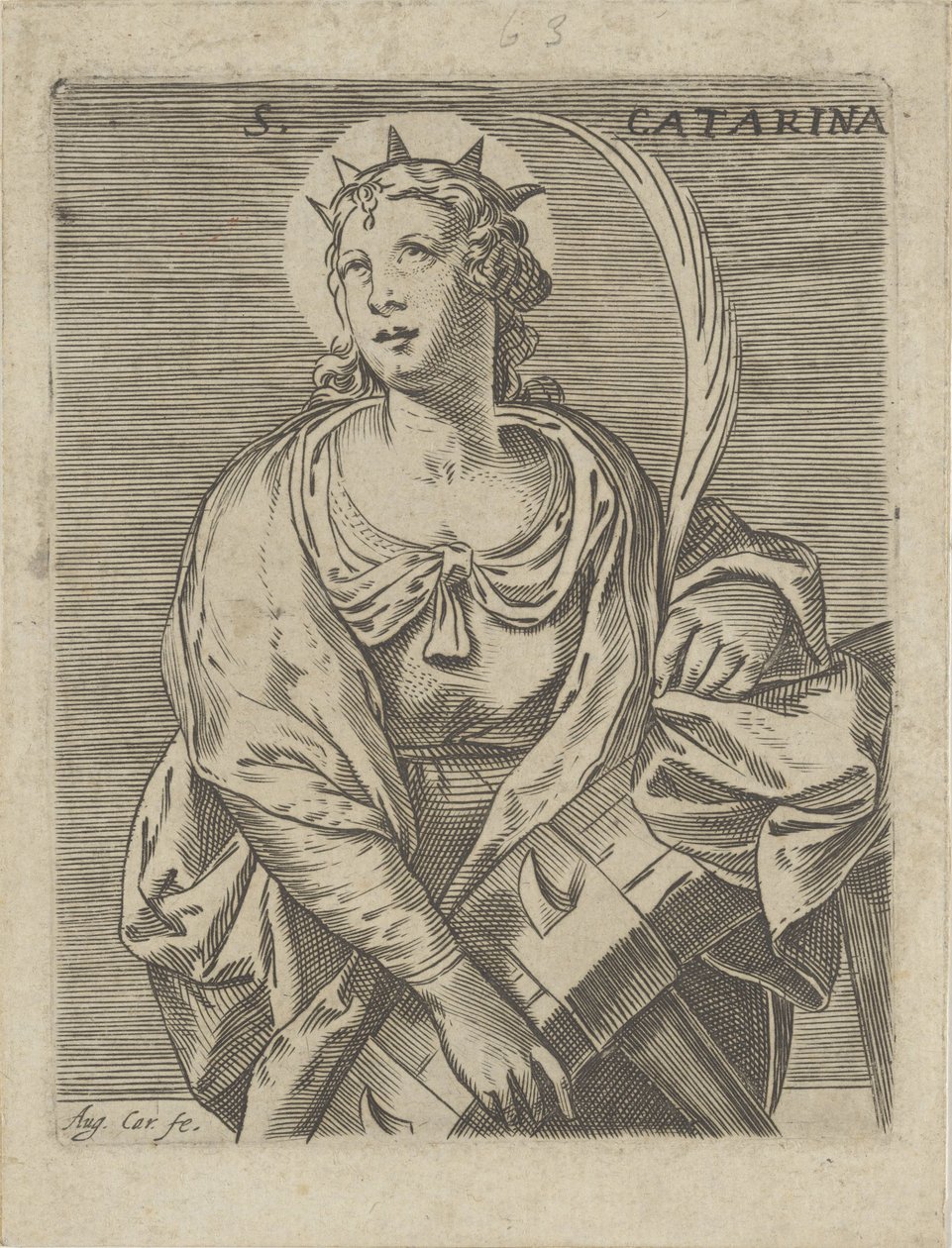 Katarzyna Aleksandryjska S. Catarina (tytuł na obiekcie) autorstwa Agostino Carracci