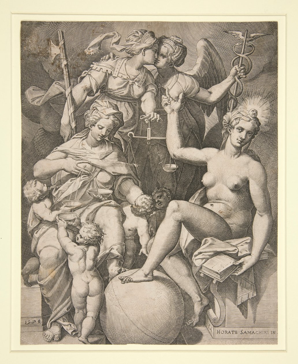 Miłość, sprawiedliwość, prawda i pokój autorstwa Agostino Carracci
