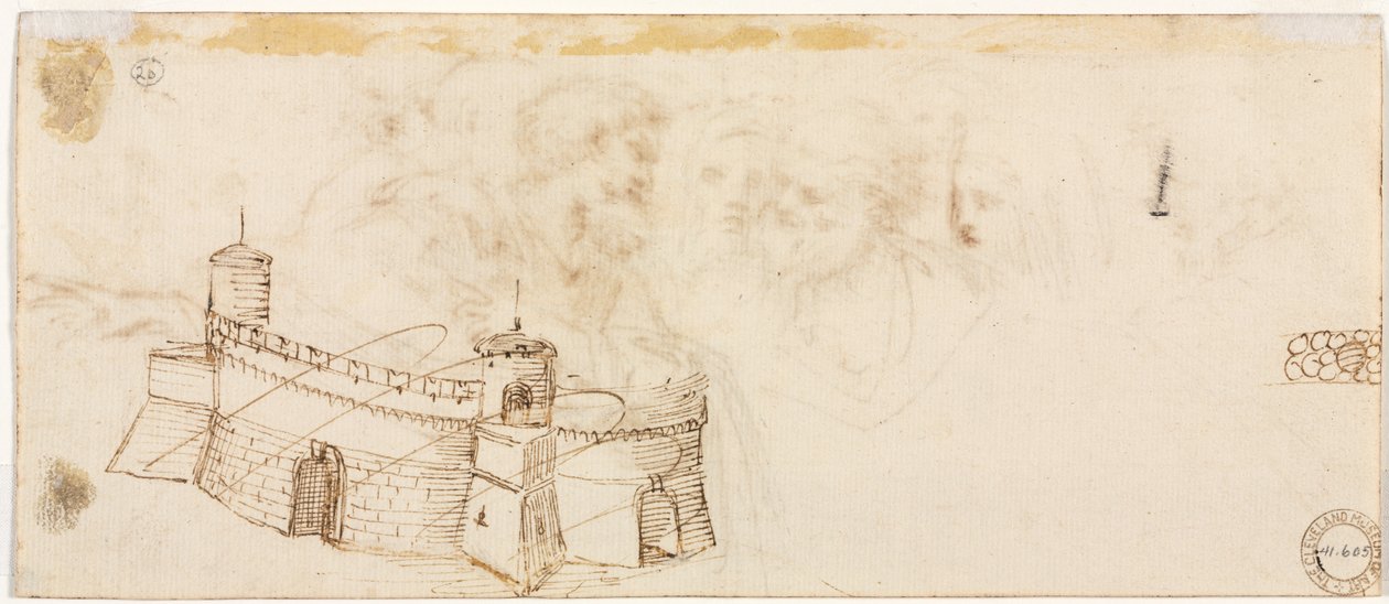 Crenelated Fortress (verso) autorstwa Agostino Carracci