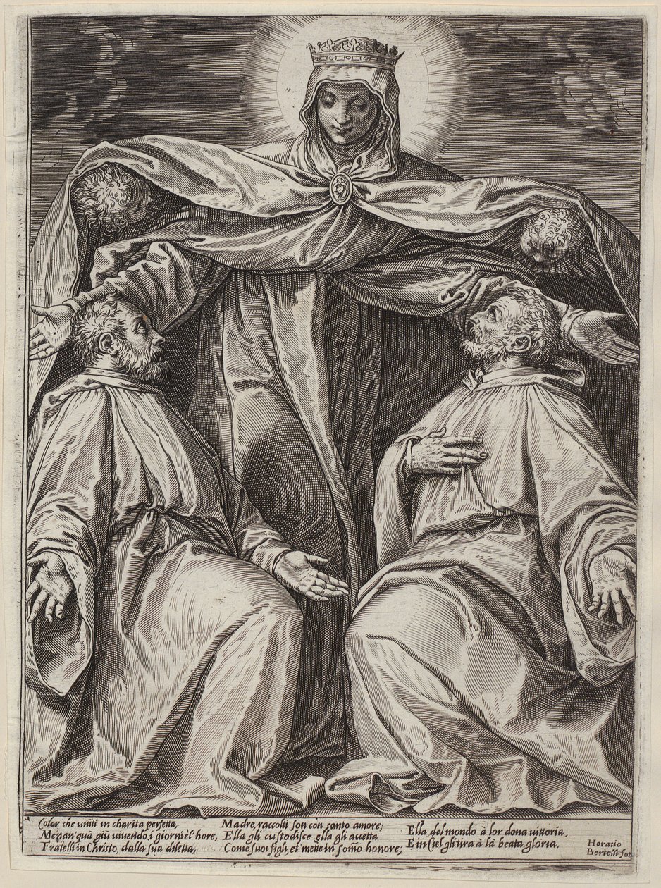 Madonna w płaszczu z dwoma braćmi zakonnymi autorstwa Agostino Carracci