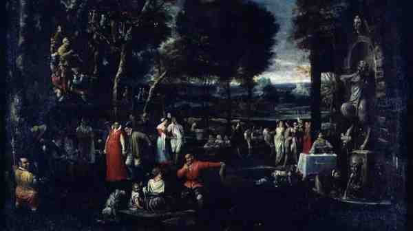 Fete Champetre lub Fete Milanese, c.1584 autorstwa Agostino Carracci