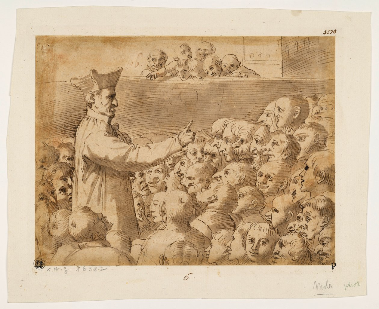 Karykatura kazania autorstwa Agostino Carracci