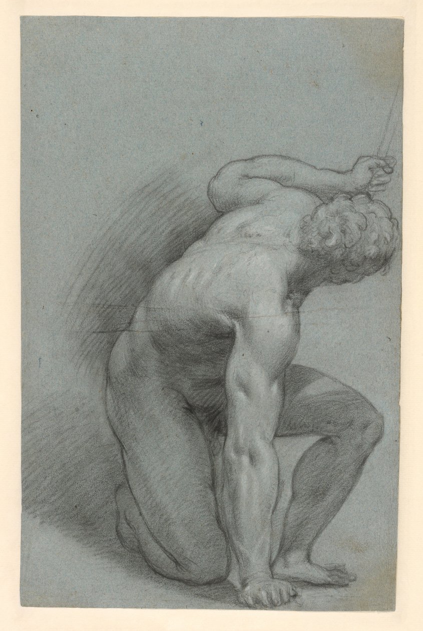 Klęcząca postać (recto); leżąca postać (verso) autorstwa Agostino Carracci