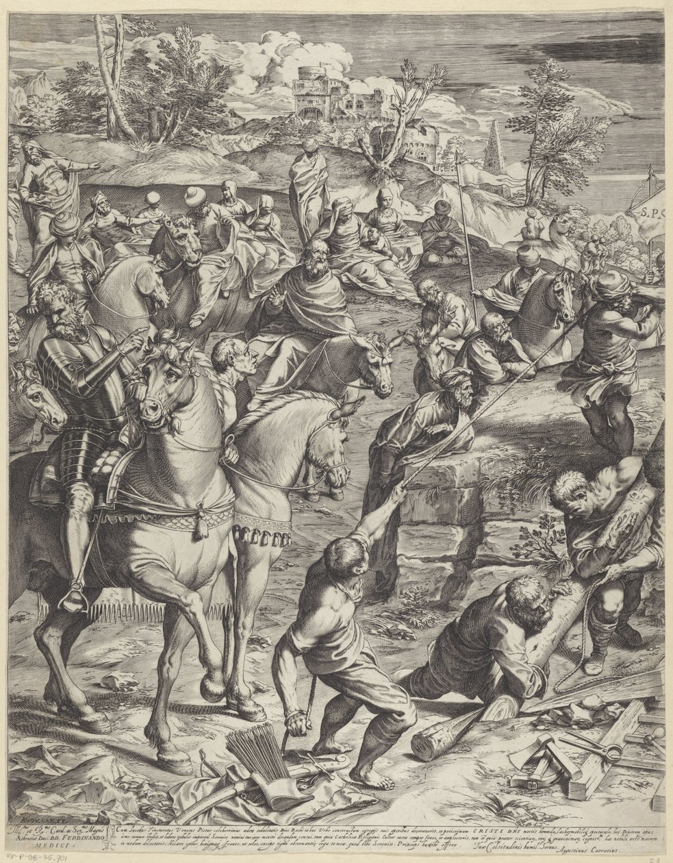 Ukrzyżowanie Chrystusa (część lewa) autorstwa Agostino Carracci